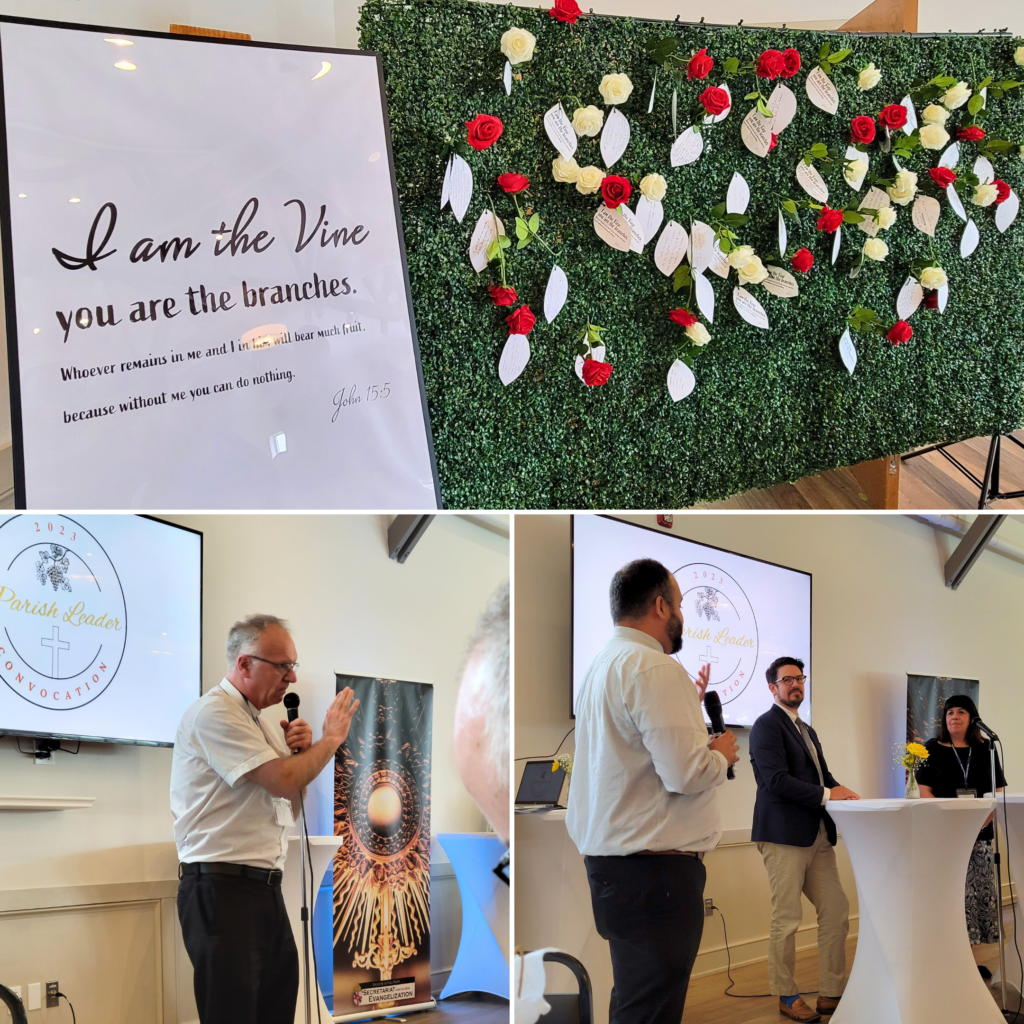 Parish Leader Convocation blessing, speakers, and win wall
